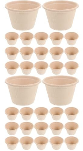 OUNONA 2sets Disposable Ice Cup Cream Spoon Dog Ice Cream Cups Coffee Beans Travel Water Dishes Coffee Espresso with Lid Yogurt Cone Khaki Pulp 50pcs*2