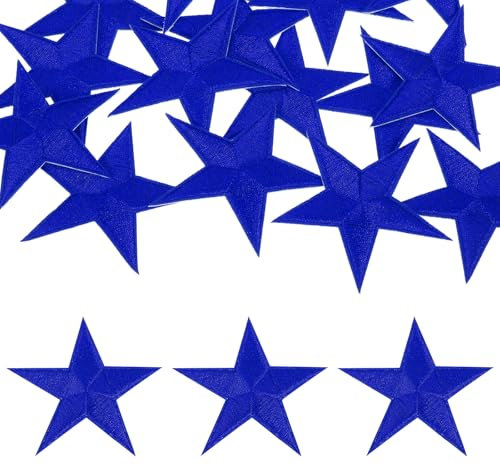 sourcing map 15Pcs Iron on Star Patches, Sew on Star Embroidered Patches, Decorative Repair Patch Applique for DIY Crafts Backpacks Bags Hats Clothes, 70mm Navy Blue