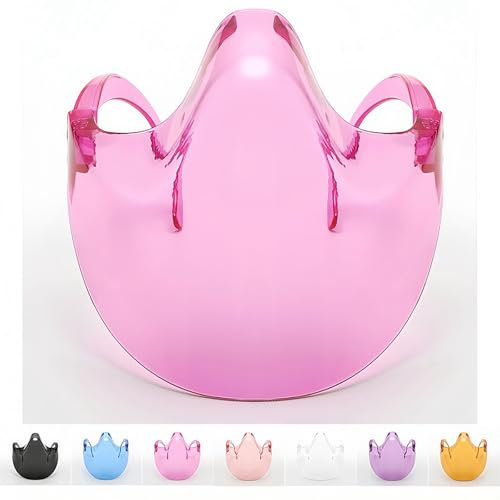 Vyloky PC-Material transparente Schutzmaske，Klares Gesichtsschild transparente Schutzmaske Visor staubdest，Anti-Spraying, Anti-Nebel, Anti-Abgas - Nasen- und Mundschutz (Rosa-5 Stück)