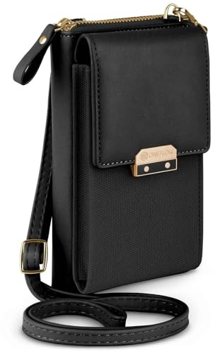 ONEFLOW Bliss Purse für iPhone XS Max Handytasche zum Umhängen Damen mit Portemonnaie, Handy Umhängetasche mit Geldbörse und Handyfach, Kleine Handtasche, Schwarz
