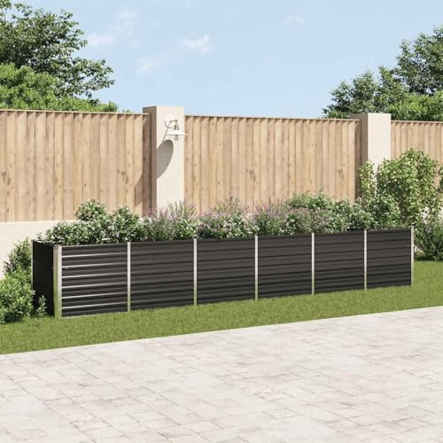 Willood Garten Hochbeet Verzinkter Stahl 480x80x77 cm Anthrazit