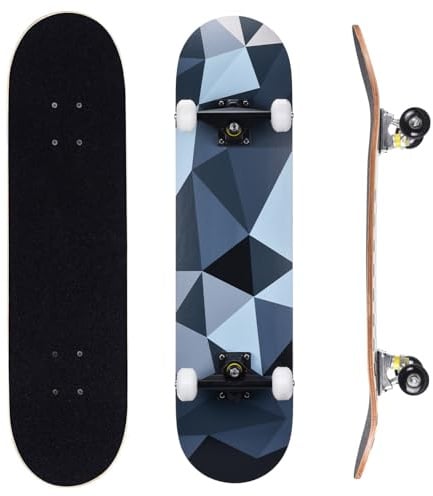 ERNAN Skateboard 31x8 Zoll Komplette für Kinder Jugendliche Erwachsene, komplettes Standard-Skateboards, 7 Schichten Ahorn-Deck, konkaves Skateboard