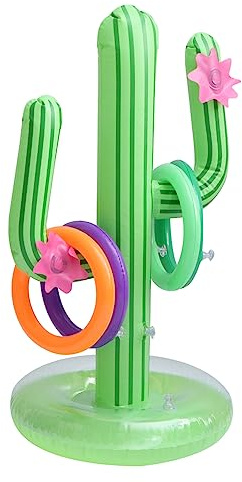 Mikikit Cactus Inflable De PVC Decorativo para Piscina y Fiesta, Juego 1 Cactus Plus 4 Anillos, Material Resistente y Fácil De Almacenar, Uso En Playa y Lago, Verde Simulación