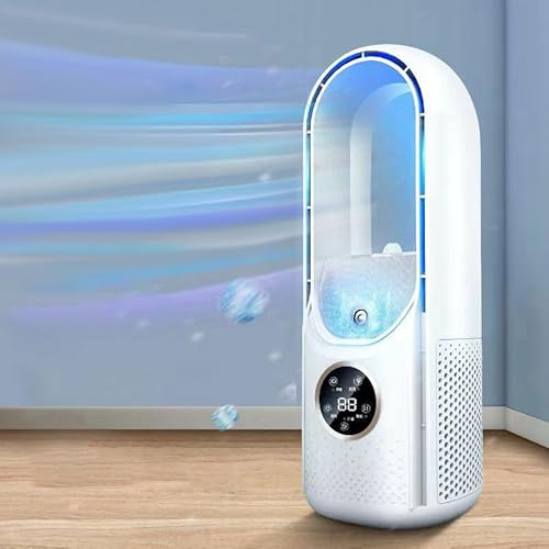 Blade-Free Silent Portable Air Conditioner,USB Personal Mini Air Conditioner with 6 Wind Speeds & 6 Timers Mini AC Unit Desktop Cooling Fan,Energy-Saving Evaporative Cooler for Home and Office (White)