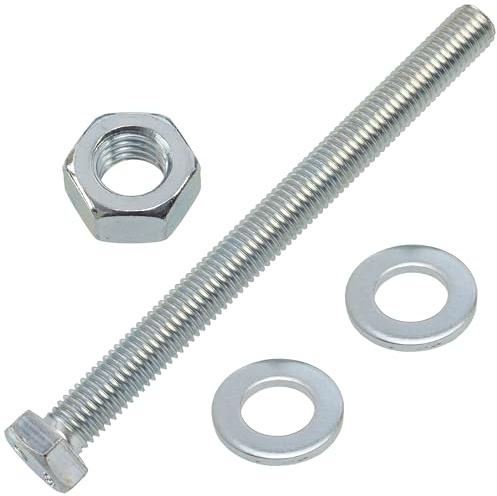 AERZETIX - Set di 5 bulloni a testa esagonale M12x140 mm + 10 rondelle M12x24 mm + 5 dadi esagonali M12 per il fai da te e il fissaggio leggero | acciaio