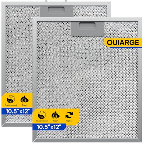 W10169961A Whirl-pooll Aluminum Range Hood Filters 10.5 x 12.5 -Layer Aluminum Mesh Hood Vent Filter, Universal Cooker Hood Metal Mesh Filter Blocks Grease & Filters Air（2 Pack）
