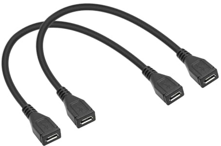 Aurorapath Micro USB Female to Female Power Extension Cable 9-inch, 2-Pack | Micro USB female-to-female cable for charging & data sync，Works with phones, tablets, and more