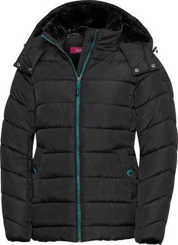 Belmina Damen Steppjacke mit abnehmbarer Fellkapuze, leichte & warme Übergangs- und Winterjacke, kurz & figurfreundlich, windabweisend & pflegeleicht, Gr. 36-48