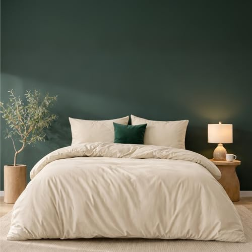 Twinzen - Bettwäsche 240x260 + 2 Kissenbezüge 50x80 cm - 100% Mikrofaser | Beige · Bettbezug · 3 Teile · Weich · Hautfreundlich · OEKO-TEX · Reißverschluss · Pflegeleicht · Langlebig