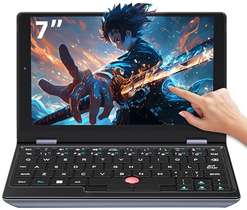 Rumtuk 7,0-Zoll Touchscreen Laptop, 8GB RAM DDR4, 512GBSSD, Alder Lake-N95 | Webcam,Ganzmetall,SD-Kartenslot,Mini HDIM,USB 3.0,Tragbar Mini Notebook für Arbeit, Studium, Unterhaltung
