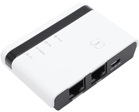 Yanmis Trådlös Skrivarserver, Dela 4 USB-skrivare över LAN Via Ethernet eller WiFi, Plug and Play, Enkel Installation, Trådlös Skrivarserver för Home Warehouse Butik Användning (EUkontakt)