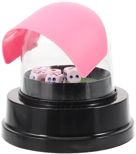 NIYANGLE Gobelet à Dés Électrique Facile à Transporter en Plastique Noir avec Dés Couleur Aléatoire pour Bars et Jeux de Société