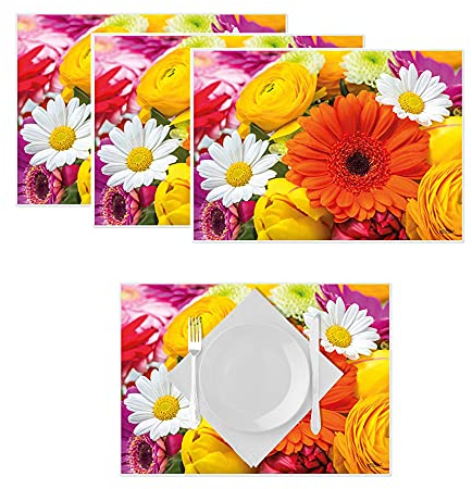 Artipics Platzset abwaschbar Flower Power Tischset 4er-Set Kunststoff