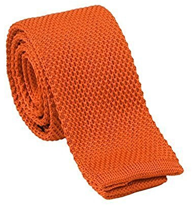 L&C®High Quality Men's Fashion Tie Knit Knitted Tie Slim Skinny Woven UK Seller (Medium Orange)