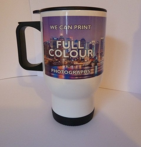 CiderPressMugs Personalised Travel Mug - Custom Printed with Your Design (White) - Metal - 15oz Capacity