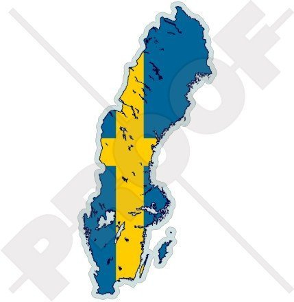 SCHWEDEN Schwedisch Karte-Flagge SVERIGE 140mm Auto & Motorrad Aufkleber, Vinyl Stickers