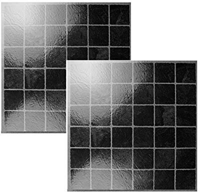 20ft² Self Stick Vinyl Black Mosaic Style Floor Tiles - Adhesive Easy to Lay Flooring (20x Tiles)