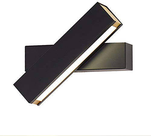 Wandleuchte aus Metall Wandlampe Stil Simpe für Nachttisch Wohnzimmer Treppe Flur LED Wall Lampe, Holz, Schwarz 4.00W 220.00V