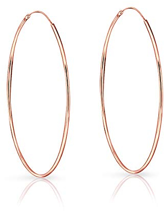 Silber Rose Vergoldet Creolen - Creolen 80mm - Rose Gold Ohrringe Groß - Creolen Dünn Groß - Ohrringe Silber 925 Rose