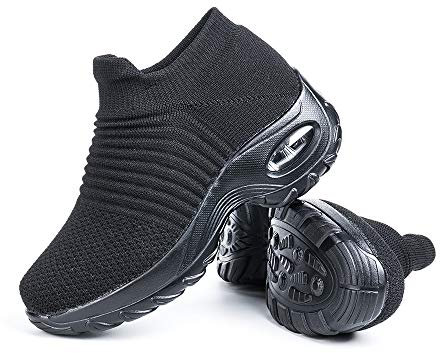 Hitmars Scarpe da Ginnastica da Donna Scarpe Sportive da Corsa Palestra Cuscino d'Aria Nero Nero 3-EU41