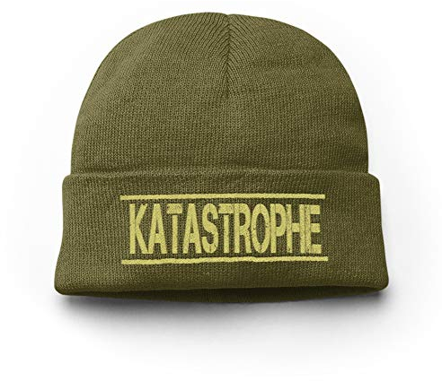 tshirtladen Mütze Katastrophe Wintermütze Unisex perfekt für den Winter, Farbe: Olive