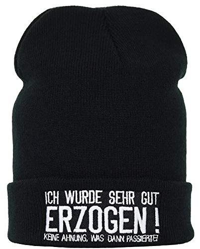 EXPRESS-STICKEREI Haube mit Spruch Ich wurde sehr gut erzogen! - Warme Wintermütze mit Spruch - Lustige Strickmütze - Beanie für Damen und Herren - Unisex Wollmütze Heavy Metal