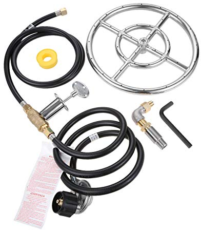 gohantee Feuerringbrenner Ventil Montageset, 12 Zoll Edelstahl Feuerstelle Installation Kit für Propangas, Ersatzteile für Propangas, Außenkamine 9000 BTU