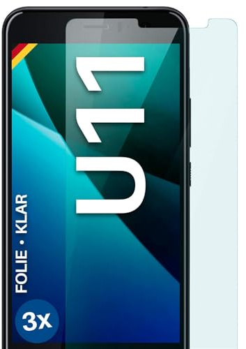 moex für HTC U11 Schutzfolie Displayschutz Folie Ultra-klar HD 0,2 mm kompatibel mit jeder Hülle, Anbringen ohne Blasen, Handyfolie Extra Kratzfest, FlexProtect 3 Stück