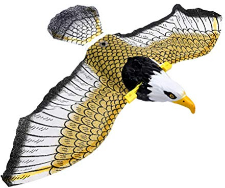 Giftik Répulsif Lumineux pour Oiseaux horribles prédateurs - Aigle à Suspendre avec Musique - Épouvantail - Épouvantail Nature Décoration de Jardin ou de Cour (1 pièce)