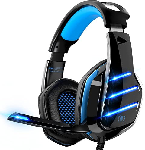 Auriculares para Gaming para PS4, PS5, PC, Xbox One, con micrófono, Sonido Envolvente, Graves y cancelación de Ruido, Luces LED