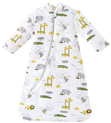 Chilsuessy Baby Schlafsack Winter 3.5 Tog Kinder Schlafsack Ganzjahres Schlafsäcke Jungen Mädchen Schlafsack für Kleinkinder Neugeborene, Giraffe Park, L (90-105 cm)