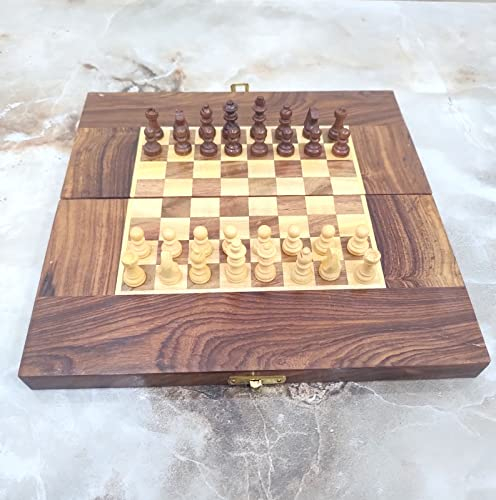Vimal Nautical Schachbrett-Set aus Holz, faltbar, 25,4 cm, aus Massivholz, Schachbrett und Schachfiguren