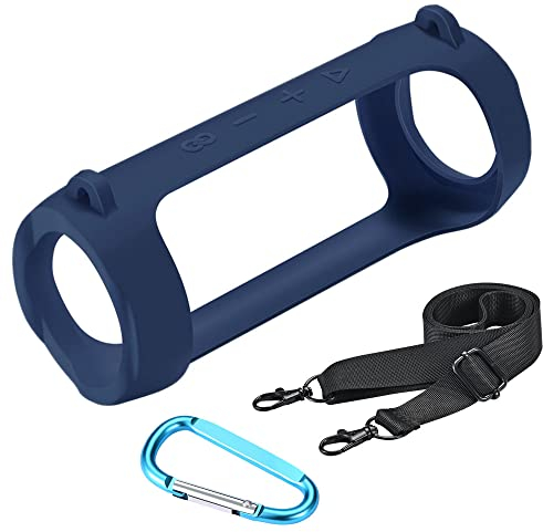 Seracle Silikonhülle Tragetasche Case Schlinge Tasche für JBL Flip 6 Bluetooth Box Portabler Lautsprecher (Blue)
