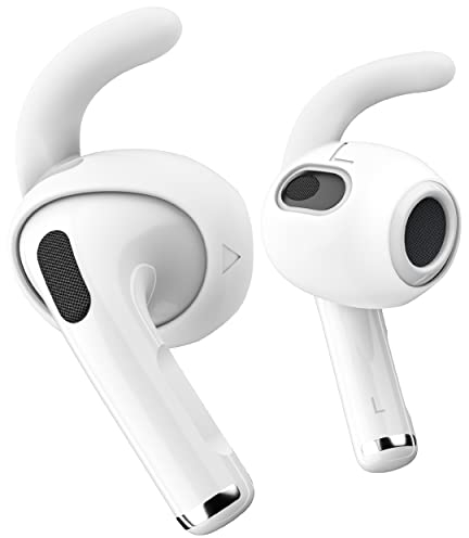 Keybudz EarBuddyz Silikon Ohrhörer Aufsätze für Apple AirPods 3, EarPods Kopfhörer Ohrhörer Zubehör, Ohrhaken Ohrbügel, rutschfest, Sport, weiß, Medium