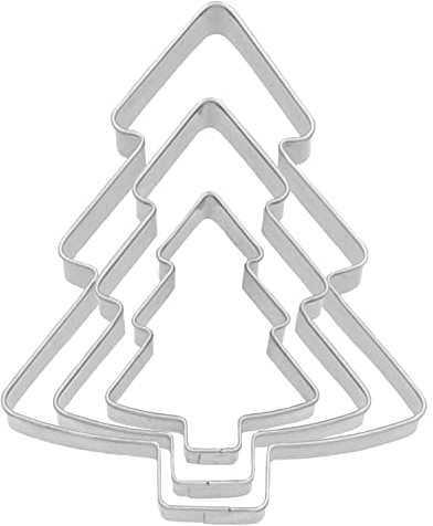 Birkmann, Tannenbaum Ausstecher, Set, zum Ausstechen und Dekorieren von Plätzchen, Marzipan und Fondant, Edelstahl, spühlmaschinengeeignet, 3-teilig