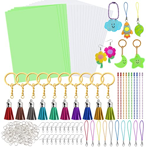 SNAIL GARDEN Kit Plastique Fou 280pcs avec 4 Feuilles Luminescentes,16 plastique fou transparent, 260accessoires d'artisanat– Créez Bijoux et Accessoires DIY (Étuis, Boucles d'Oreilles, Porte-Clefs)