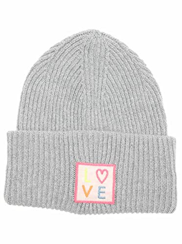 Zwillingsherz Slouch-Beanie-Mütze mit Kaschmir - Hochwertige Strickmütze mit Love Patch für Damen Mädchen Jungen - Hat - One Size - warm und weich für Frühling Herbst und Winter-HGR