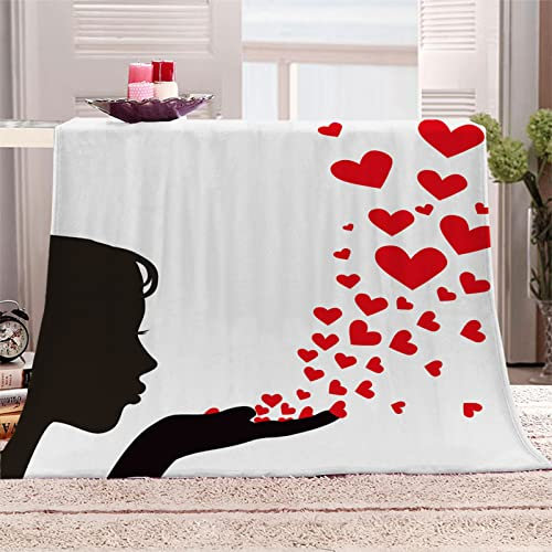 MYPALL Flanell Fleecedecke Kuscheldecke Mädchen und Herzen superweich Flanelldecke Super Soft Weiche 3D Drucken Warm Flauschige Decke TV-Decke Mikrofaserdecke Sofadecke oder Bettüberwurf 150 x 200cm