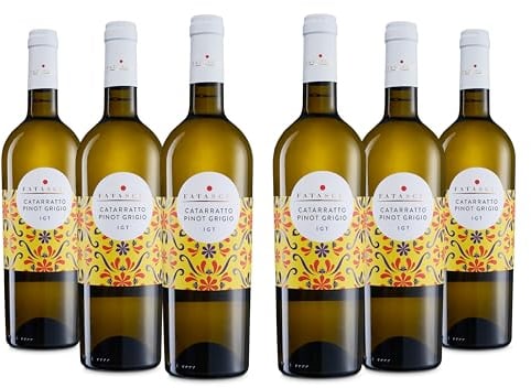 Fatascià Catarratto Pinot Grigio Terre Siciliane IGT, Vino Bianco dal Gusto Morbido e Leggero, Profumo di Frutta Bianca e Note Floreali, Gradazione 13% Vol, Confezione con 6 Bottiglie da 750 ml