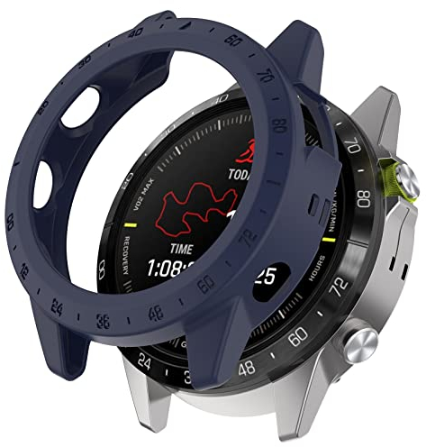 AISPORTS 2 Stück Kompatibel mit Garmin MARQ Gen 2 Athlete/Captain/Golfer/Aviator Fliegertasche, TPU Silikonrand Robust Stoßfest Stoßfänger Rahmen Rüstung Uhrengehäuse Schutzhülle für Garmin MARQ 2