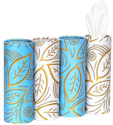 Car Tissue Cylinder with Facial Tissues Bulk, 4 Packs Tissues Tubes for Car, Car Tissue Holder for Car Cup Holder Car Tissue Box, Refillable Tissue Containers, Car Accessories for Travel