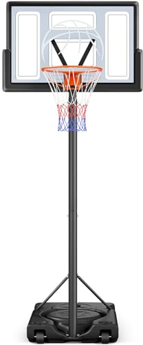 Yohood Basketball Hoop Outdoor 10ft Adjustable, Portable Basketball Hoop Goal System for Kids Youth and Adults in Backyard/Driveway/Indoor, 44 Inch Shatterproof Backboard and Larger Base