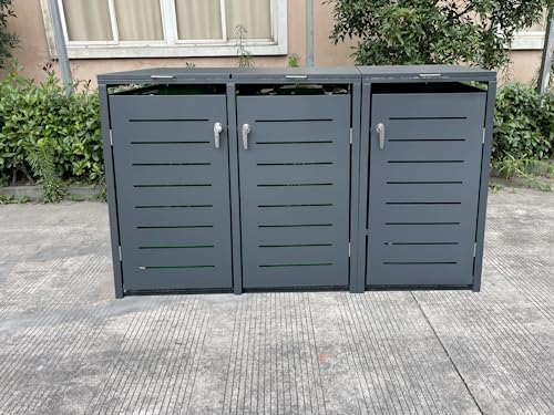 MY-MÜLLTONNE 3er Mülltonnenbox ALBA Anthrazit mit Klappdach (mülltonneboxen, muelltonnenboxen)