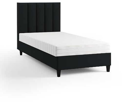 MargaretHadas24 Boxspringbett Polsterbett Einzelbett Kongo ohne Matratze Bett Schlafzimmer Jugendbett Kinderbett Hotelzimmer (90 x 200 cm (Paris 167 - schwarz))