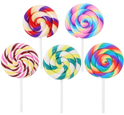 Warmhm 20 STK Ton Lutscher-Ornament Gefälschtes Essen Verzaubert Süßigkeiten Lutscher-anhänger Süßigkeiten Regenbogenwirbel Pop Lutscher-schlüsselanhänger Kind Modell Sanft