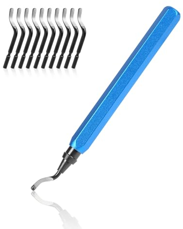 Flintronic Desbarbador Metal, 11 pcs Herramienta Desbarbadora Cuchillas de Desbarbado de Rotación de 360° Giratorio Quita Rebabas para Acero, Plástico, Aluminio, Cobre, Impresora 3D con Una Caja.