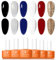 Tonitu G Gel Nail Polish Set 6 Colors Gel Polish Kit, Black White Royal Blue Red Gold Glitter Nail Art Design Soak Off LED at Manicure DIY Home Salon Gifts for Women Girls