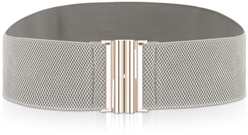 Cobee Damen elastischer breiter Gürtel, Taillengürtel mit flacher Schnalle Verstellbarer Vintage Elegant Schwarz Breit Cinch für Kleider