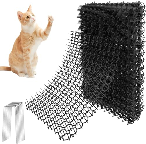 Lot de 12 grilles Anti-épines Contre Les Chats - Tapis Anti-Chats avec Pointes - Répulsif pour Chat - pour l'intérieur et l'extérieur - Clôture pour Animaux de Compagnie
