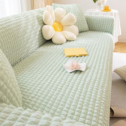 TANYAZ Stretch Sofa überzug, Bubble Yarn Sofabezug Stretch Sofa Überzug Universal Couchbezug Für 1/2/3/4/5 Sitzer,Waschbarer, kratzfester rutschfest (Color : Mint Green, Size : 2 Seater)
